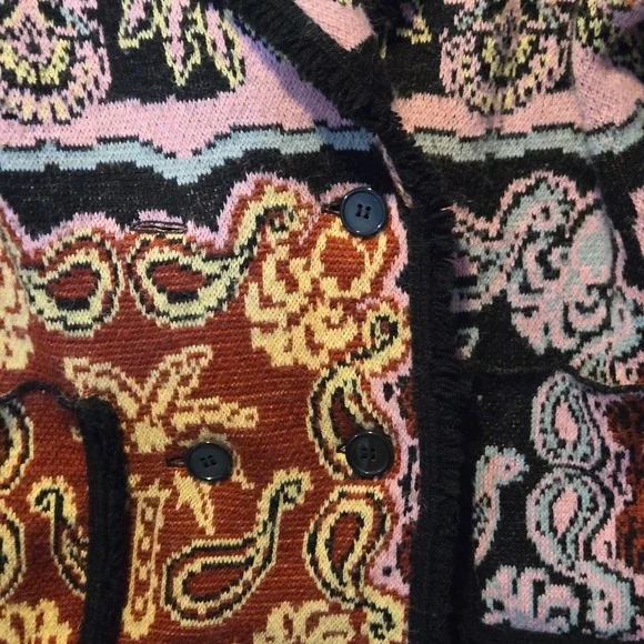 Farm Rio Women's Black Sweet Mermaids Knit Wool Jacket Size XS - Picture 2 of 9